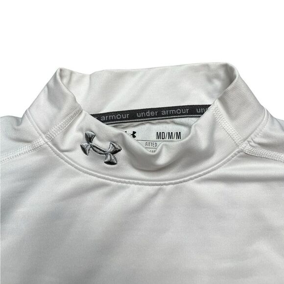 UNDER ARMOUR Coldgear Mick Neck Long Sleeve Shirt White - Picture 7 of 8